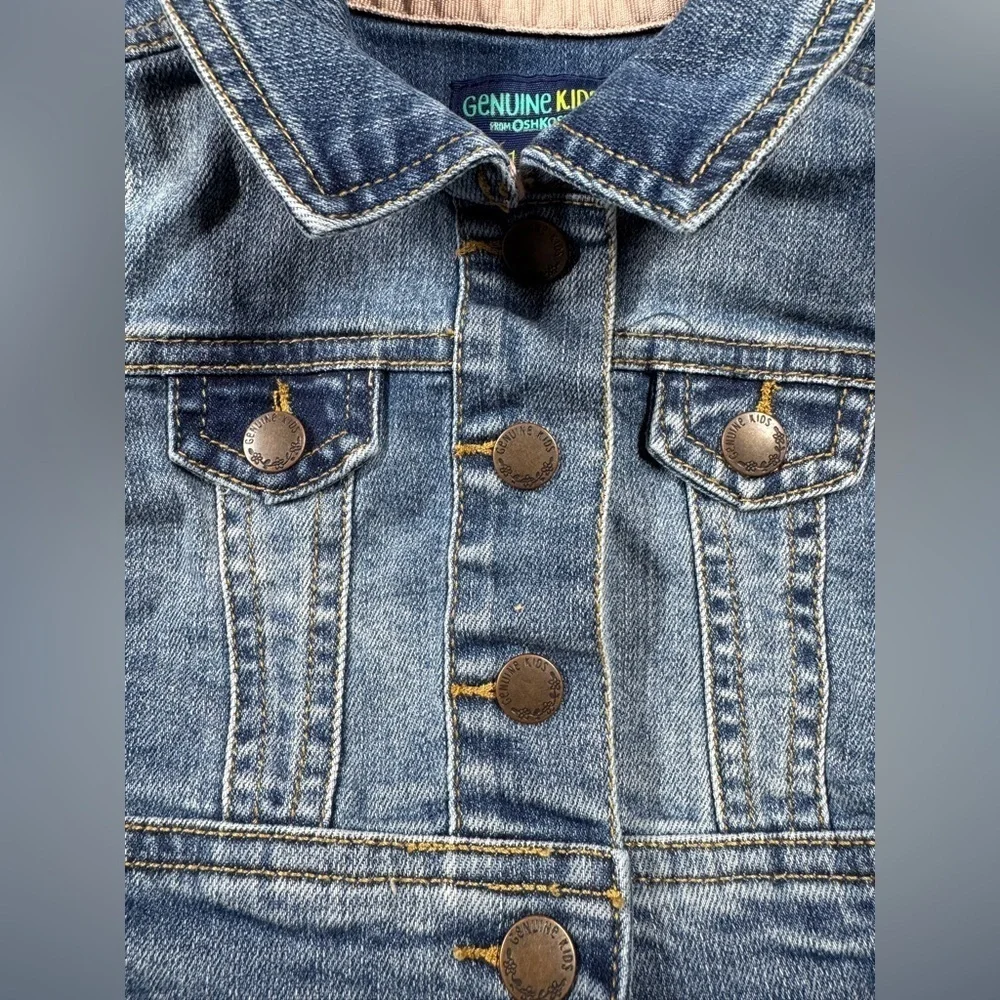 Genuine Kids OshKosh Blue Jean Denim Snap Front Jacket Size Girls 12 Months